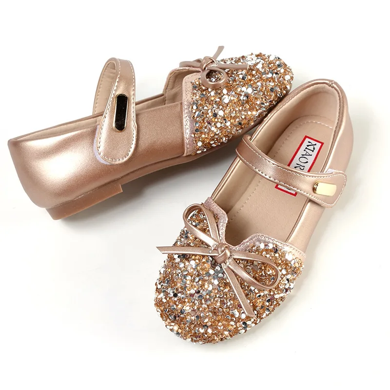 Princess Girls Silver Shoes New Baby The Spring And Autumn 2023 Single Soft Bottom Dress Flats Girls Flat Shoes