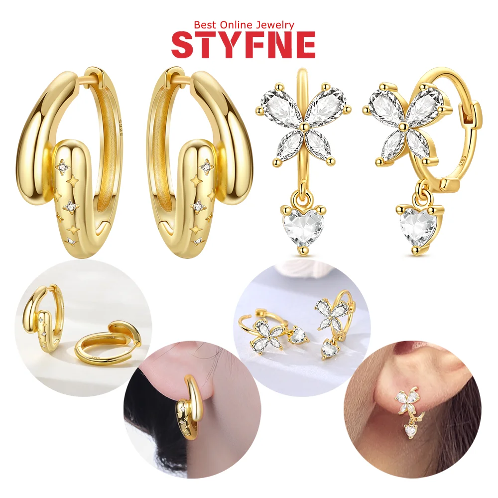 

Серьги из серебра 925 пробы с цирконом, серьги-бабочки, простые серьги со звездами, аксессуары для вечеринки, дня рождения, помолвки, подарок для женщин