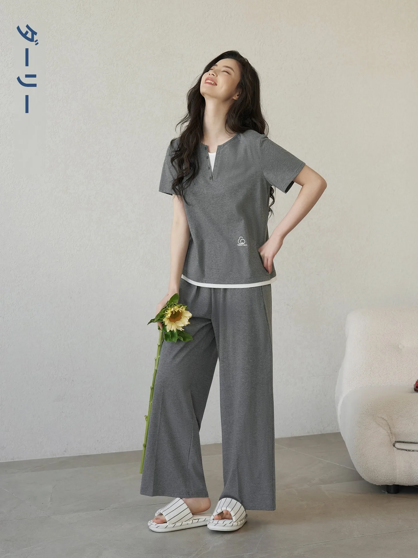 darley-pure-cotton-soft-short-sleeve-sleepwear-set-casual-lightweight-home-clothes-for-couples-summer-new-arrival