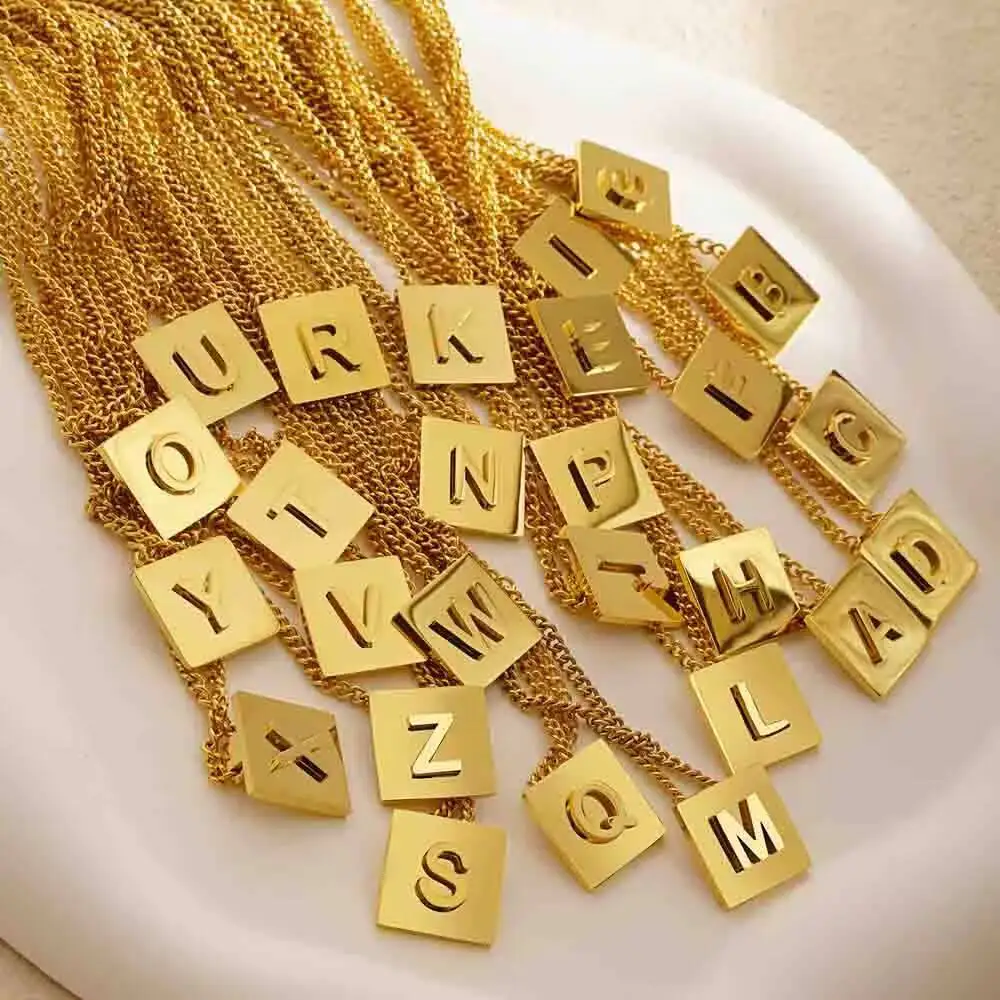 Initial 26 Letter Pendant Necklace Capital Letter Jewelry In Stainless Steel Gift