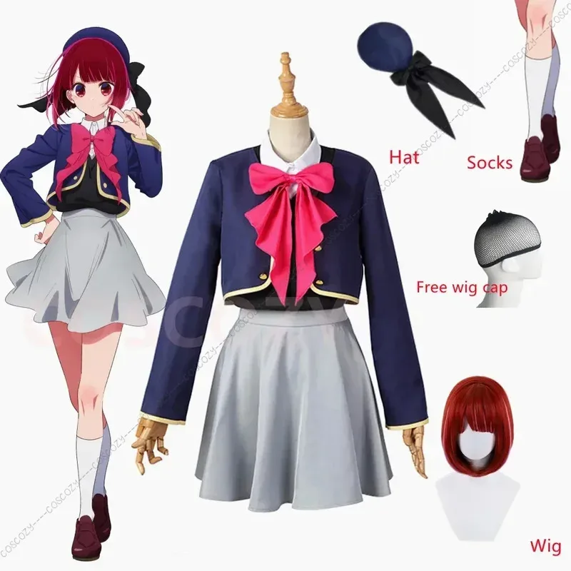 sisi 2233New Anime Oshi No Ko Kana Arima Cosplay Costume Wig Jacket Skirts Uniform Outfit B-Komachi Aqua Ruby Halloween Party fo