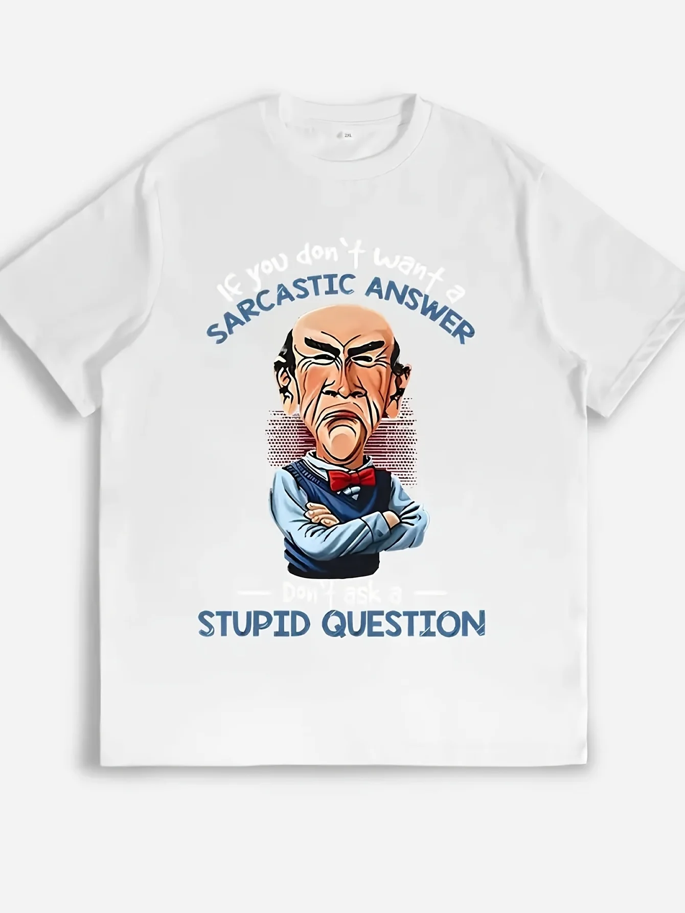 تي شيرت برسومات "I Don't Know The Answer" للرجال - تي شيرت مضحك بأكمام قصيرة، مزيج كاجوال من القطن الأسود، ملابس لجميع المواسم