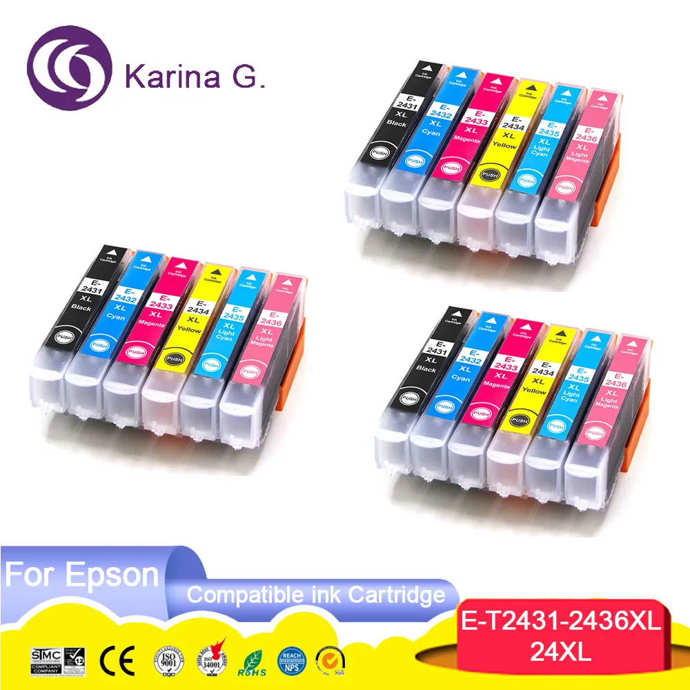 For Epson T2431 24XL T2432 Compatible Ink Cartridge For Epson XP-750 XP-850 XP-950 XP-860 XP-55 XP-760 XP-960 Printer with chip