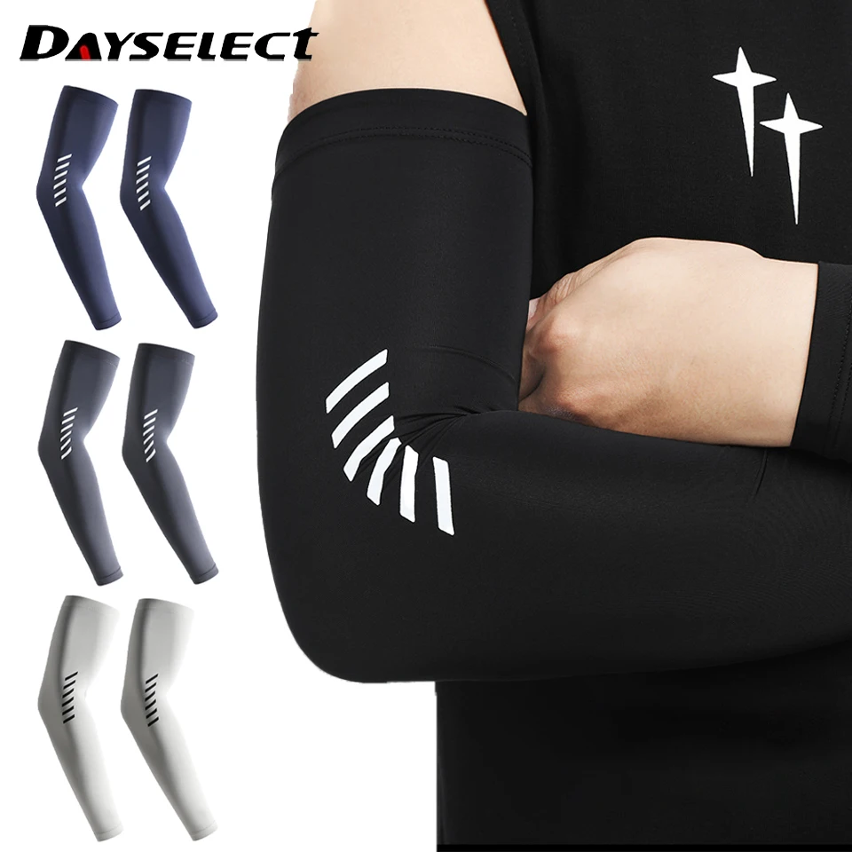 1Pair High Elastic Cooling Ice Silk Arm Sleeves Lightweight Breathable UV Protection Cycling Fishing Outdoor Sports Men Women