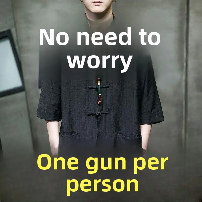 

Loose Fit Men's Cotton Linen Shirt Seven-Quarter Sleeve Short Sleeve Button up Traditional Chinese Style Citywalk Summer Shirt