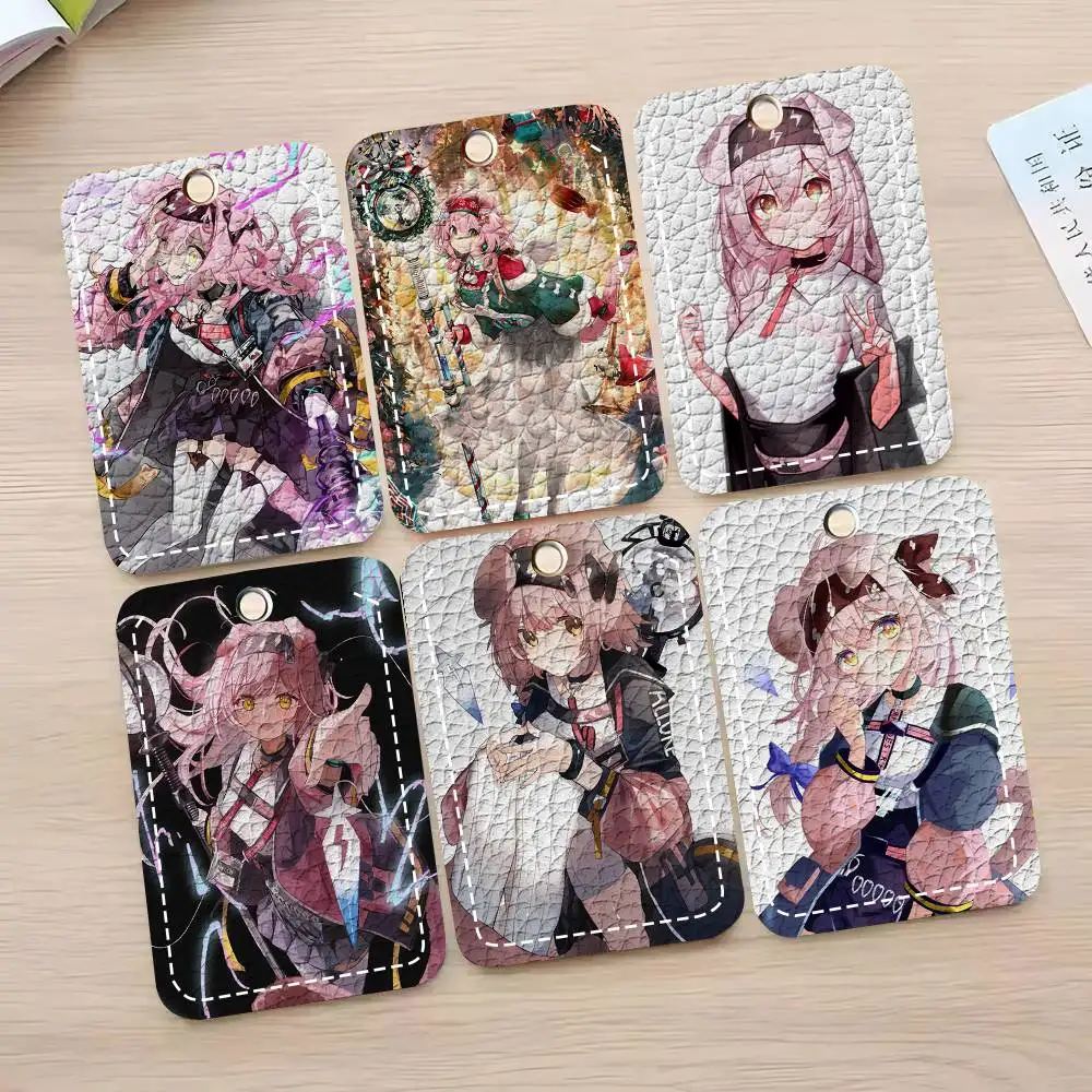 Goldenglow Anime A-Arknights Card Case Keychain Access Card Bag Key Tag Ring Leather Card Holder Key Ring Access