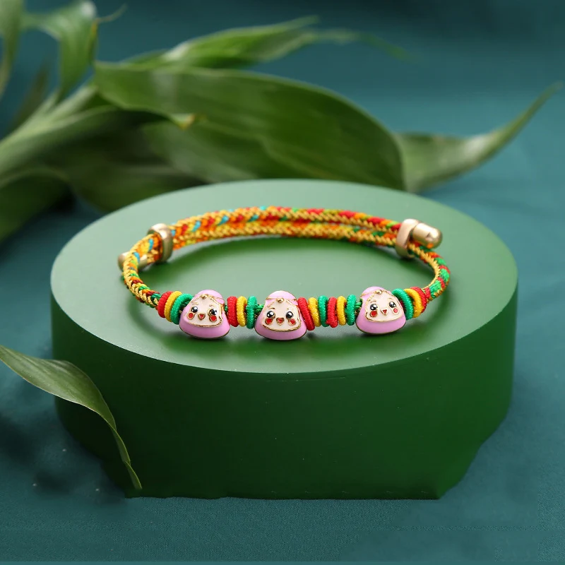 Hot Sale Colorful Hand-woven DIY Knitted Rope Bracelet Cute Chinese Style Jewelry Accessory