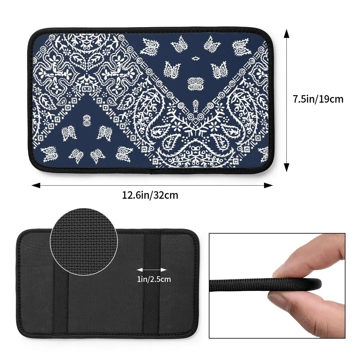 32x19cm Universal Car Arm Rest Cover Mat Leather Bandana Pattern Center Console Cover Pad Auto Accessories Interior Armrest Pad