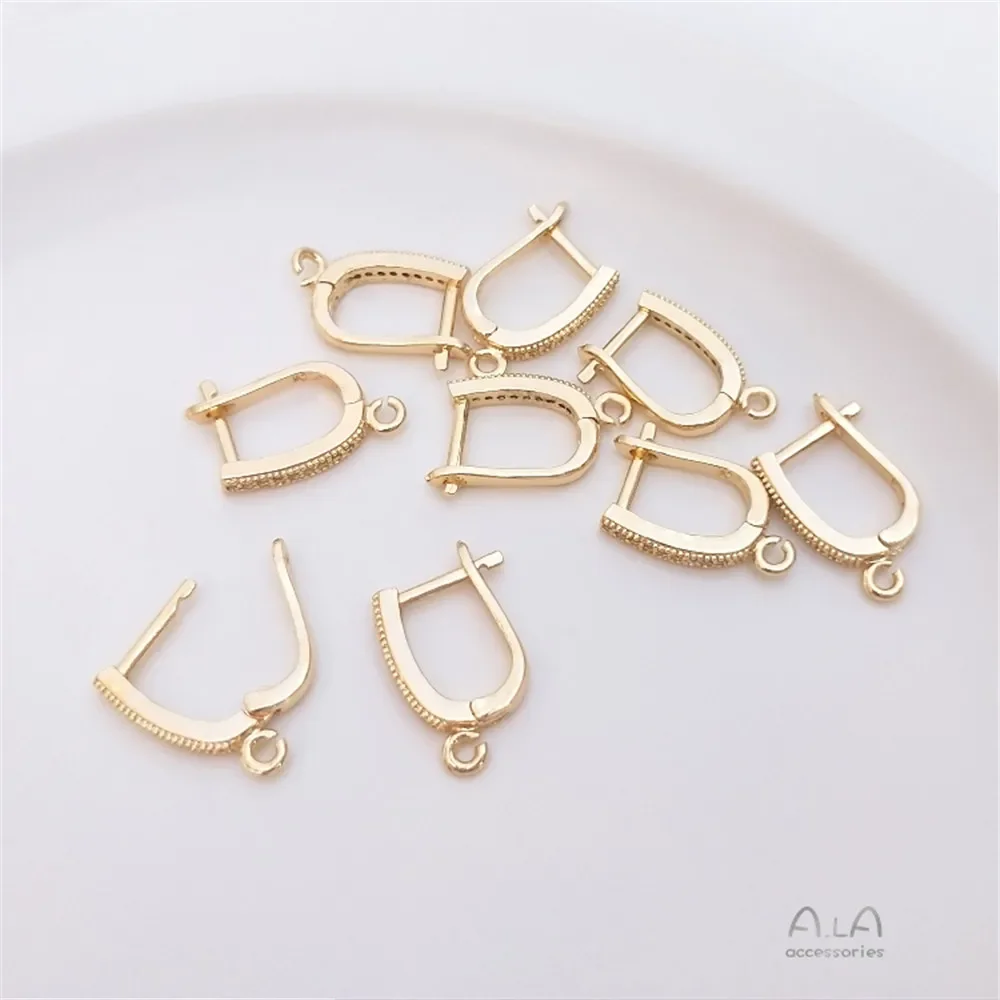 Earring Accessories 14K Gold Color set zircon u-shaped earrings with rings handmade diy earring material