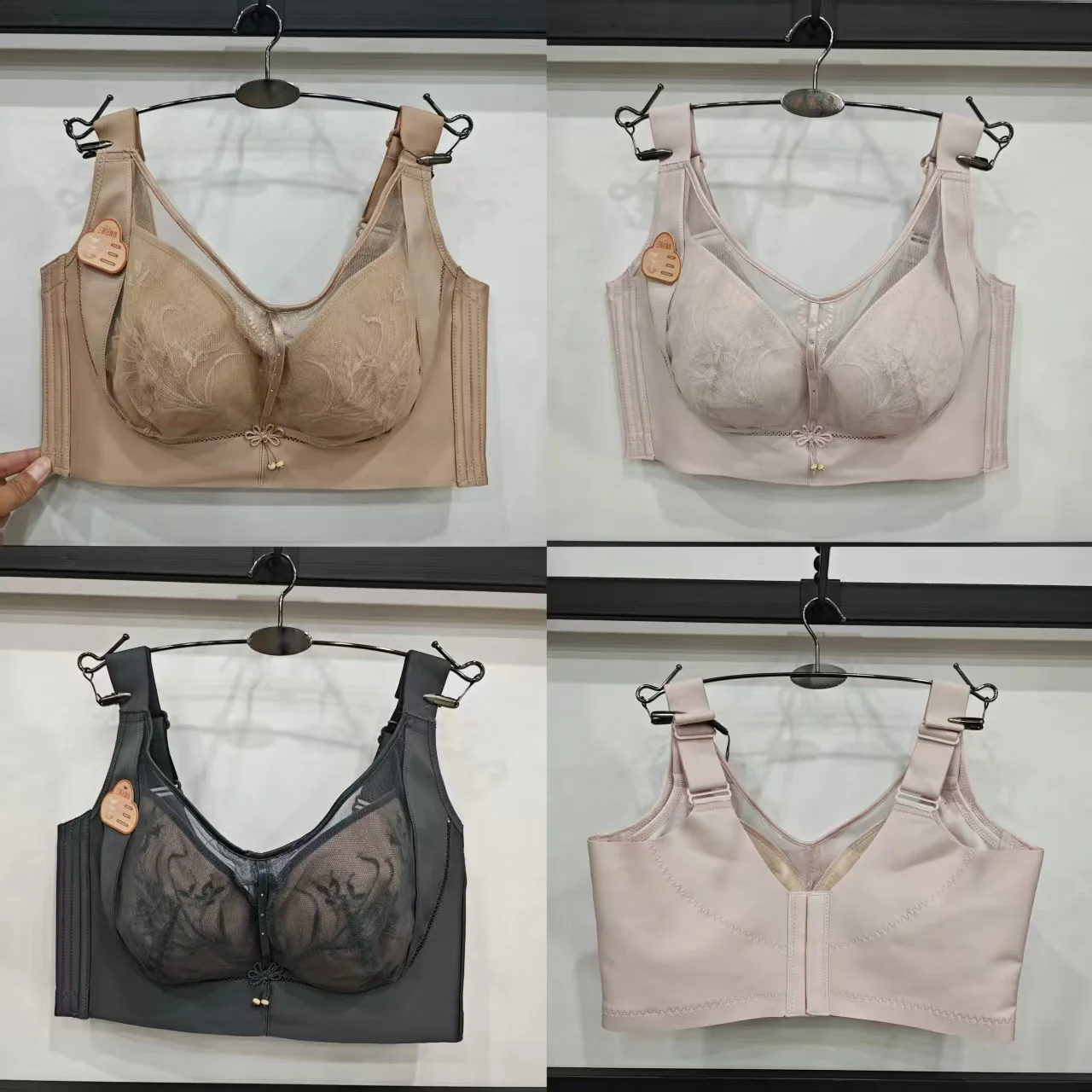 幅広5列バックルサイドコントロールブラジャー-レディース-快適で通気性のあるセクシーなワイヤレスソフトカップブラジャー-ナイロン素材-vネックデザイン