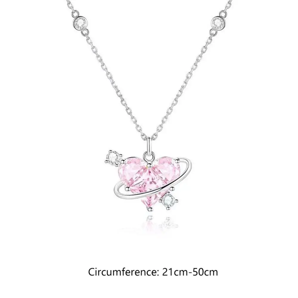 Neue Mode Kristall Herz Anhänger Halskette Zirkon Ästhetische Liebe Planet Halskette Schmuck Y2K Schlüsselbein Kette Frauen