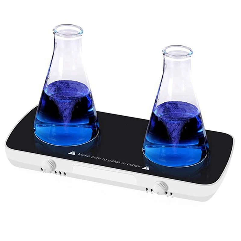 2X Mini Magnetic Stirrer With Stir Bar,2 Independent Working Panel Lab Mixer,1L+1L Capacity,0-4000RPM Adjusat Speed