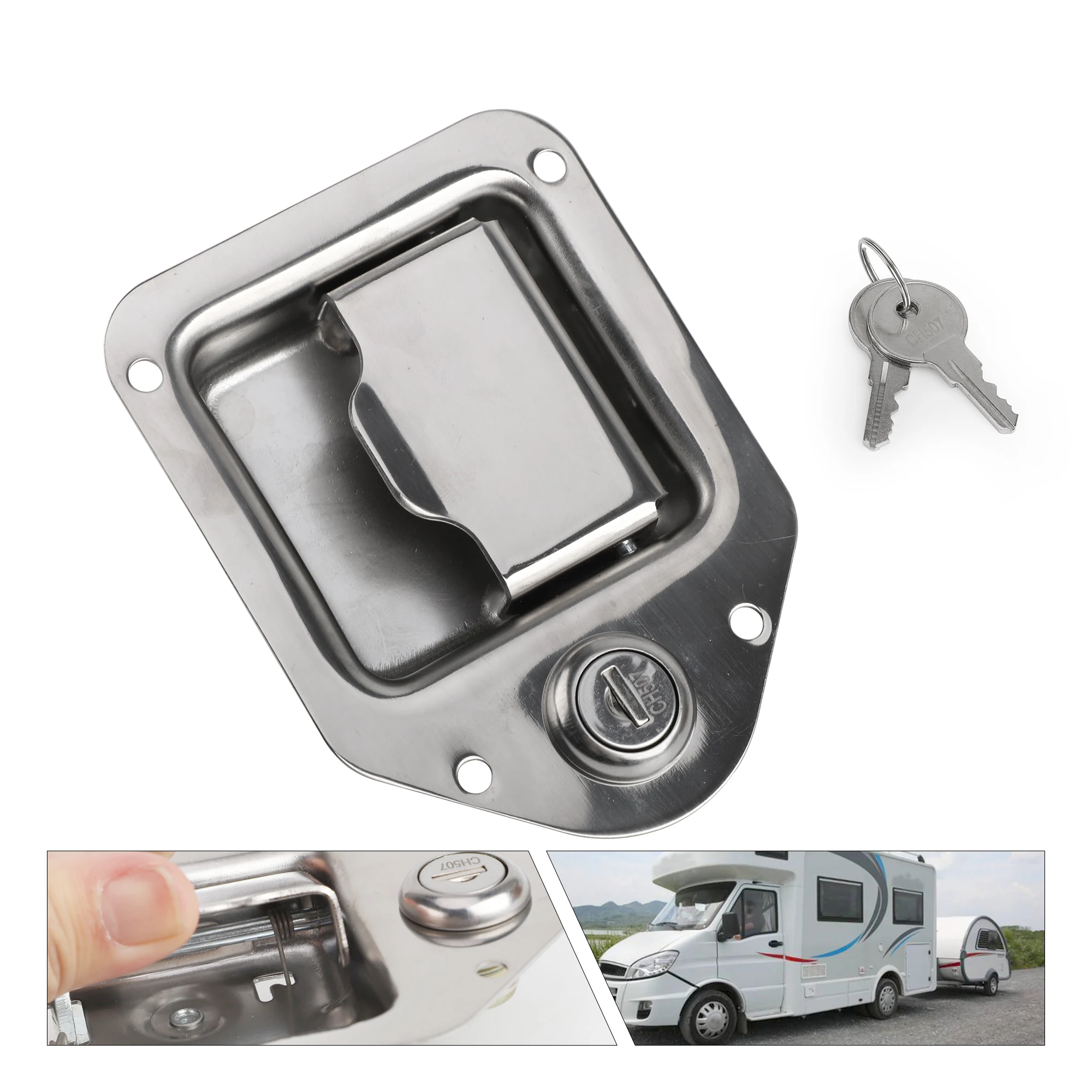 Stainless Steel Recessed Folding Handle Locks for RVs Motorhome Trailer Aluminum