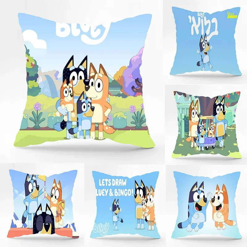 Cartoon Anime Bluey Bingo Family Pillowcase Soft Plush Cushion Bedroom Decoration New Children\'s Birthday Cute Fashion Gift