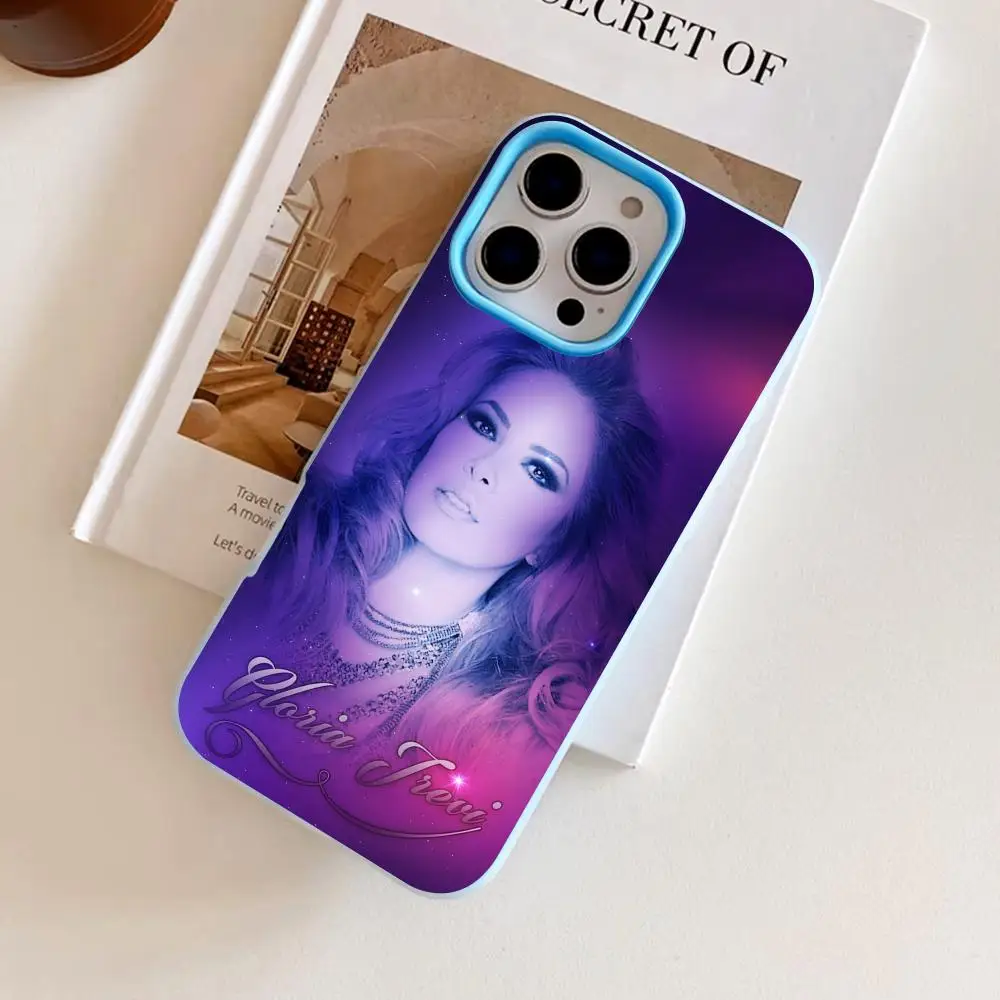 Funda Gloria Trevi para iPhone 17 16 15 14 13 12 11 Air Pro Max Plus, Doble Capa de Gel, Color Azul Claro