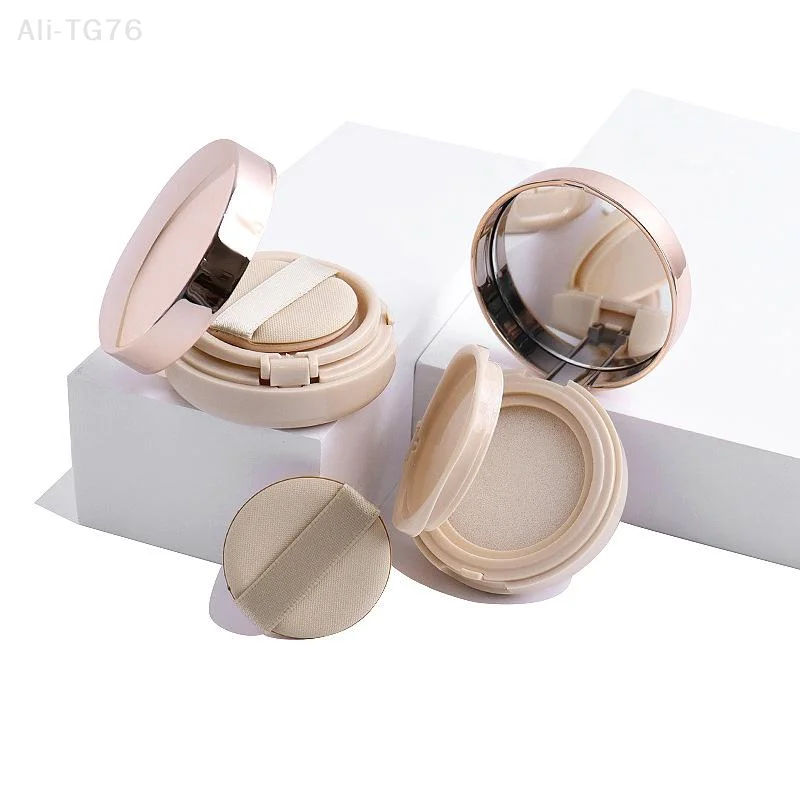 Rose Gold Mini Air Cushion Puff Box Portable Cosmetic Makeup Case with Sponge And Mirror for BB Cream Foundation