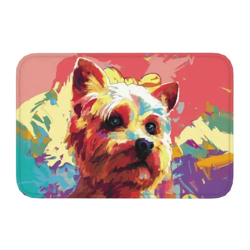 Yorkshire Terrier Dog Doormat Non-Slip Kitchen Bath Mat Garden Door Floor Living Room Bedroom Balcony Entrance Carpet Rug