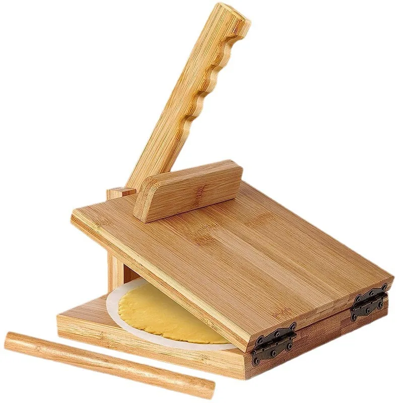 

Bamboo Rotatable Kitchen Tortilla Tool Tortilla Machine with Rolling Pin Burrito Dough Press