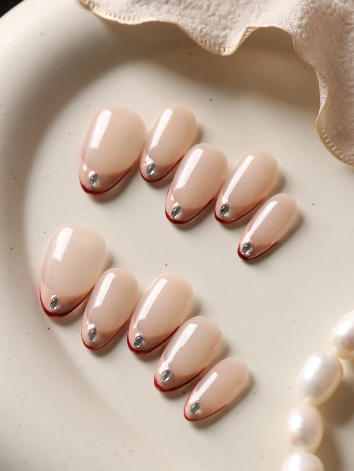 

10Pcs Press on Nails Short French Style Light Coffee Eyes Fake Nails Includes 1 Sheet Adhesive Tabs & 1 Pc Mini File