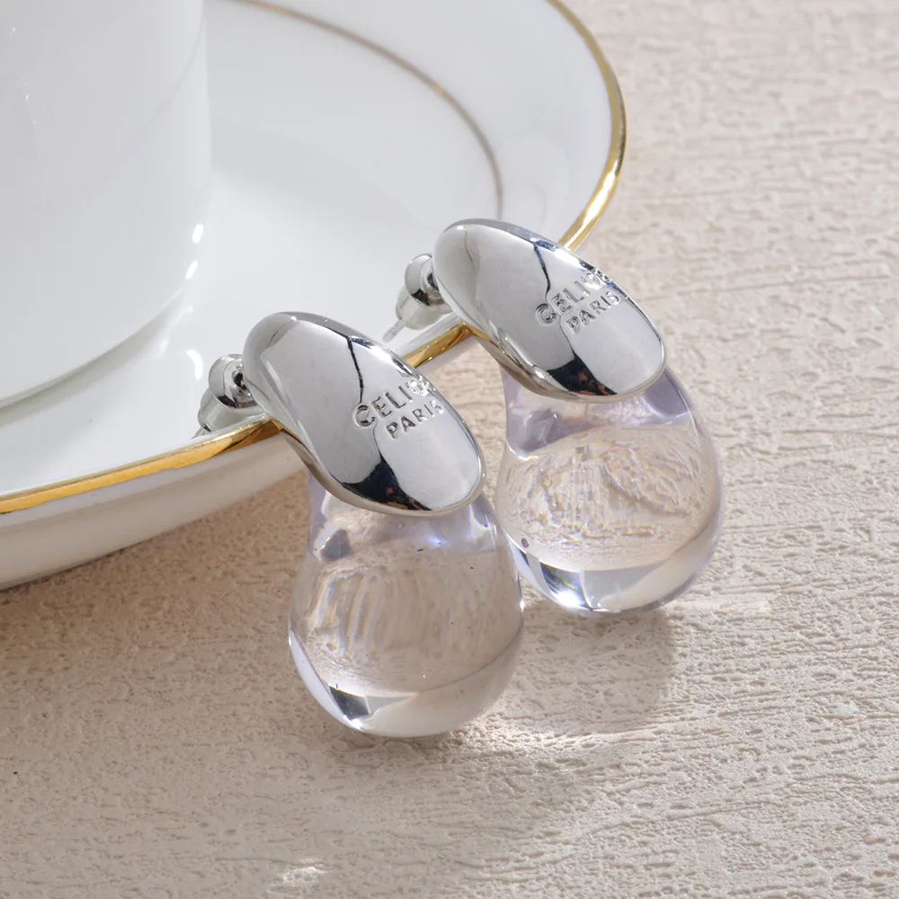 

1Pair Transparent Resin Water Drop Earrings for Women Girls Simple Versatile Personalized Earrings Jewelry Accessories Gifts