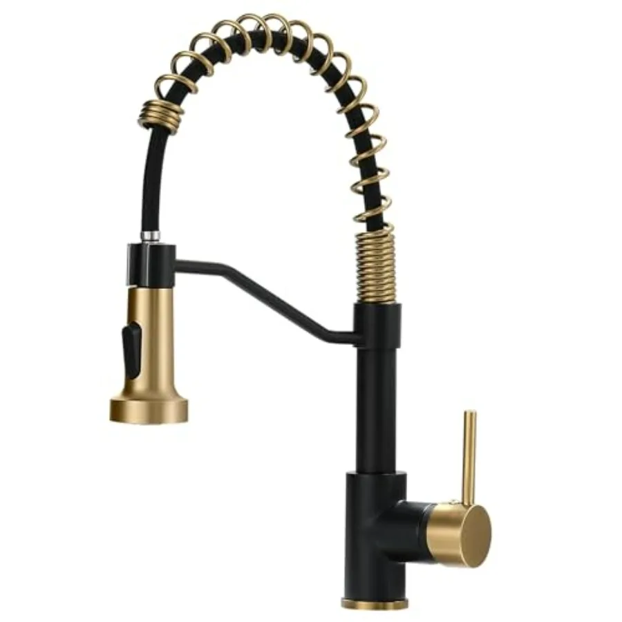 

Matte Black Modern Single Handle Kitchen Faucet with Pull Down Sprayer for RV Farmhouse Camper Black Gold Kitchen Faucet Commer