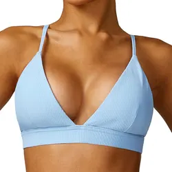 Thread Fabric Yoga Bra Adjustable Buckle Padded Comfy Gym Yoga Underwear Breathable Workout Fitness Top Low Intensity Women