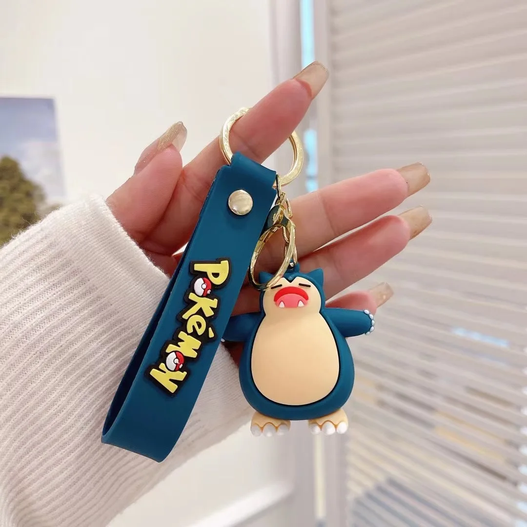 Anime Pokemon Action Figure Pikachu Keychain Snorlax Eevee Bulbasaur Keyring Model Car Keyholder Small Gift For Boy Girl