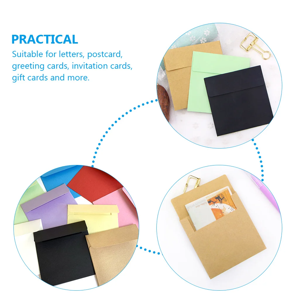 100 Pcs Small Envelopes Kraft Paper Membership Card Envelopes Invitation Cards Greeting Cards Coin Envelopes Keys Envelopes Cash