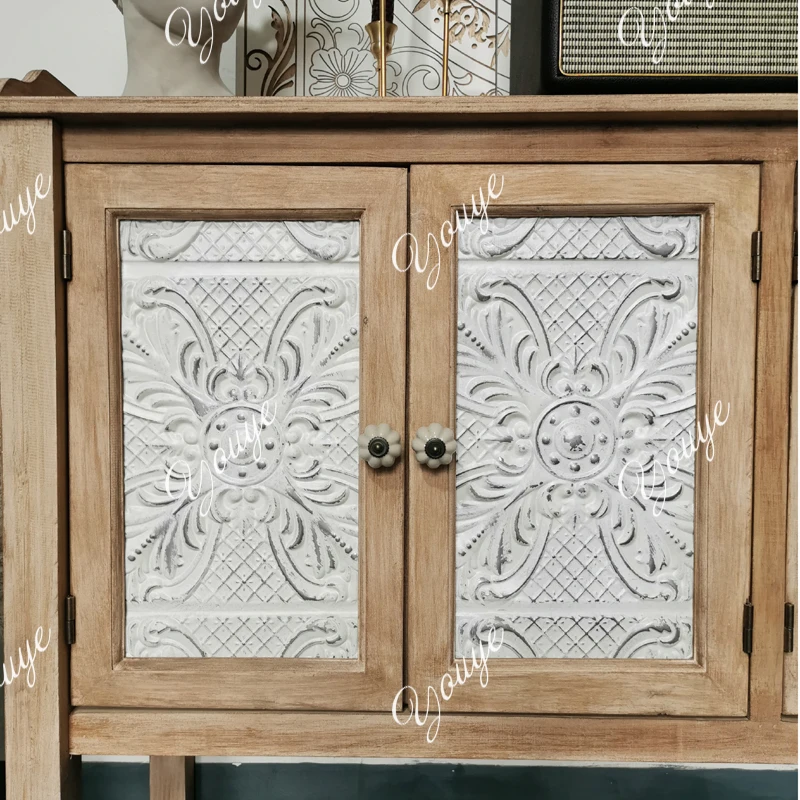 J الأمريكية الفرنسية البلد خمر جنوب شرق آسيا خشب متين الحديد منحوتة خزانة ذات أدراج خزانة جانبية مدخل خزانة منخفضة ديني #3