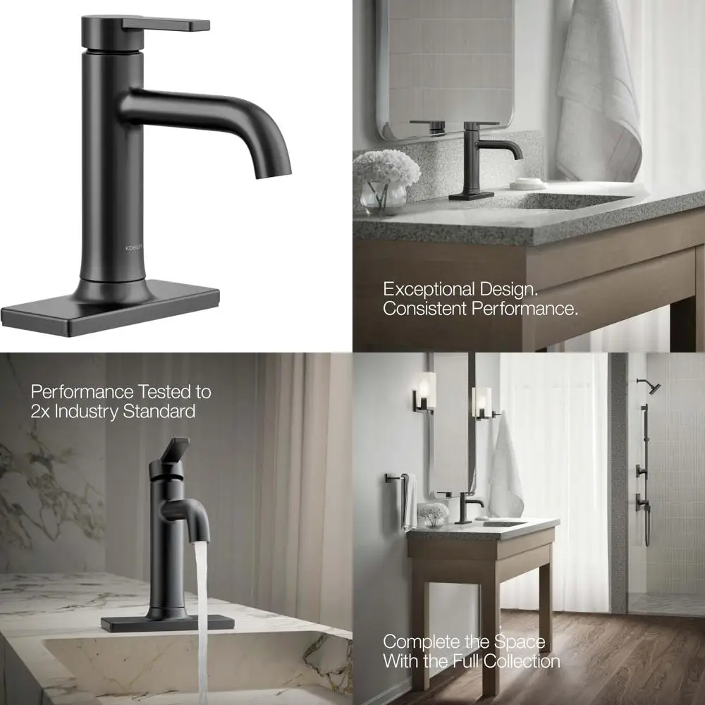 

1 Hole Matte Black Single-Handle Bathroom Faucet with Clicker Drain, 1.0 GPM