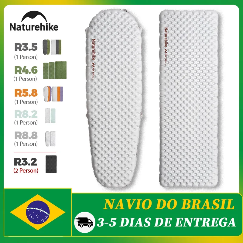 Brasil New Colchão Inflável Naturehike 3.2/3.5/4.6/5.8/8.8 R Value, Colchonete Ultraleve para Camping, Portátil, à Prova de Umidade colchão casal camping colchonete colchão de ar inflável colchonete de dormir