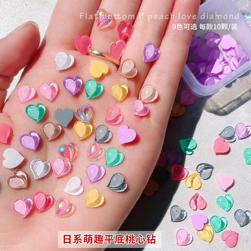 

50pcs Aurora Ribbon Nail Art Jewelry 3D Beautiful Ice Transparent Candy Color 9x11 Bowknot Nail Decoration DIY Nail Accessories