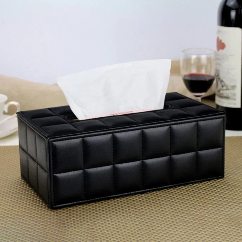 HOT SALES!! Faux Leather Rectangle Paper Holder Tissue Dispenser Storage Box Car Home Decor High uality Tissue Box Rectangle