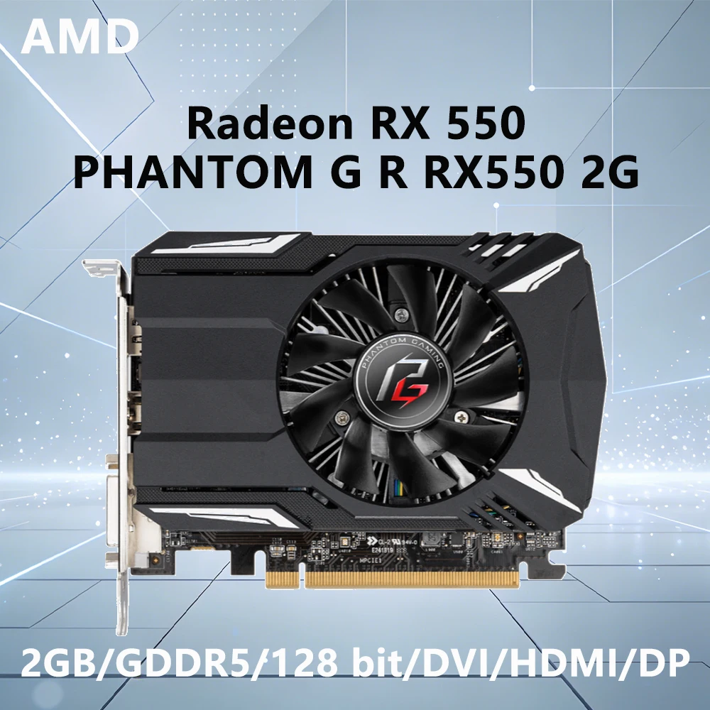 

ASROCK AMD Radeon RX 550 2GB GDDR5 GPU Phantom Gaming Radeon RX550 2G graphics card support PCI-E 3.0 DVI-D HDMI DP PSU 350W