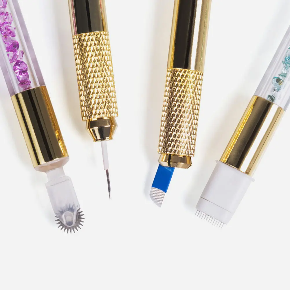 

Rhinestone Decorated Dual Head Microblading Pen for Eyebrow Tattooing Artists Microblade Needle Holder Tool