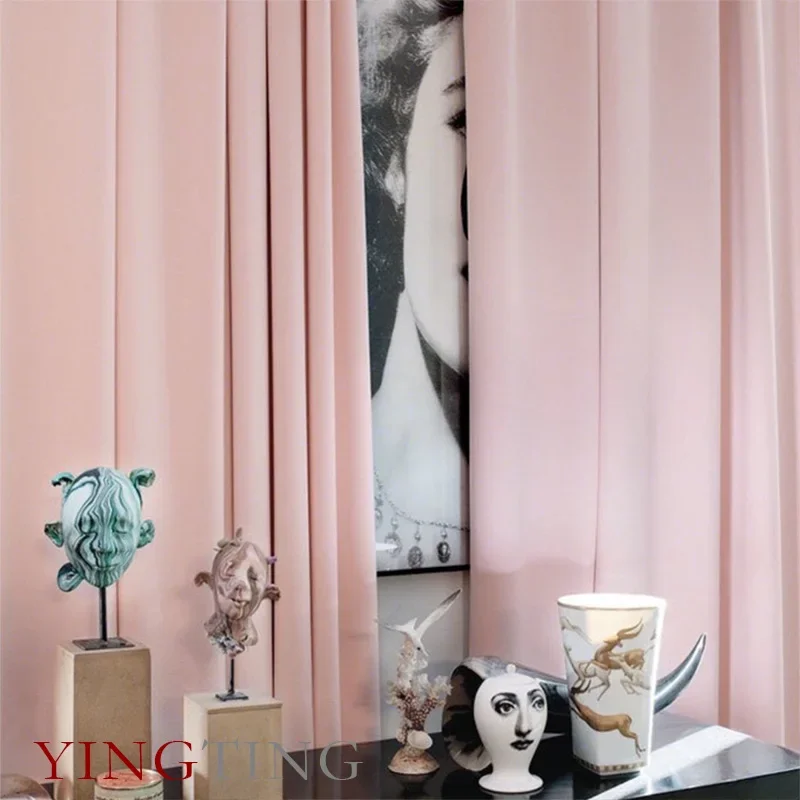 Cherry grass pink Curtains for Living room bedroom Nordic velvet thickened shading dirty powder cinnamon powder customized