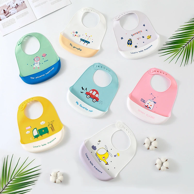 Baby Silicone Bib Children's Rice Pocket Soft Silicone Tableware Baby Adjustable Waterproof Anti-dirty Silicone Bib BPA free