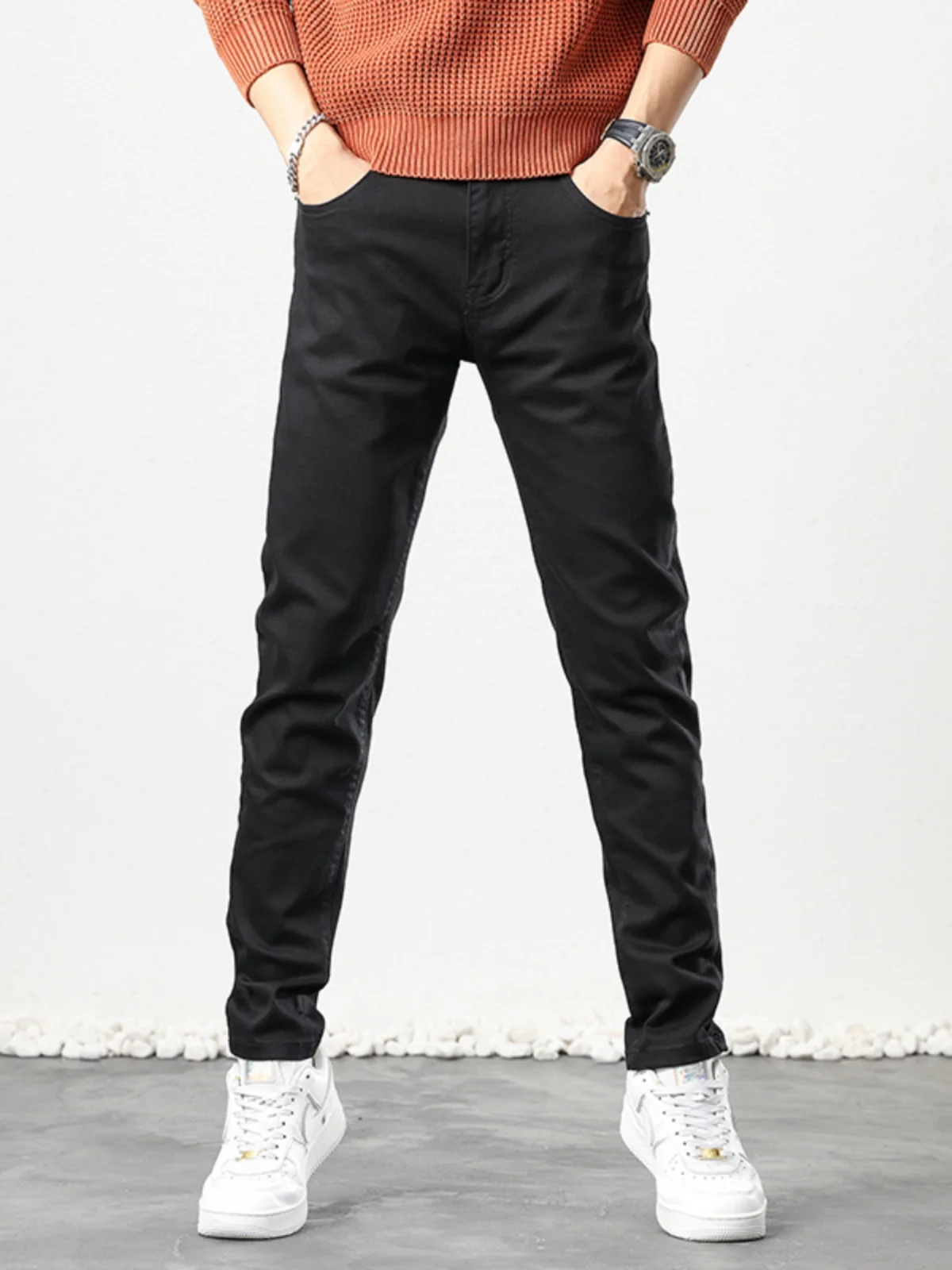 

Fall New Sle Men's Casual Pants Slim Fit Elastic Comfortable Workwear Long Trousers Trendy Loose Comfortable Elastic Cuff P...