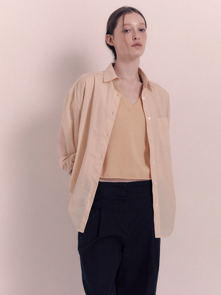 Vestibilità ampia Colletto alto lungo Sve Casual irt Donna Coreana Sle Estate New Faion Miscela di cotone artificiale Bottoni