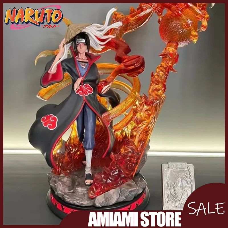 ฟิกเกอร์นารูโตะ อุจิวะ อิทาจิ อะคาสึกิ ขนาด 35 ซม. วัสดุ PVC แบบไขว้กับหมวกฟาง ของสะสมตั้งโต๊ะสำนักงาน ของขวัญวันเกิด