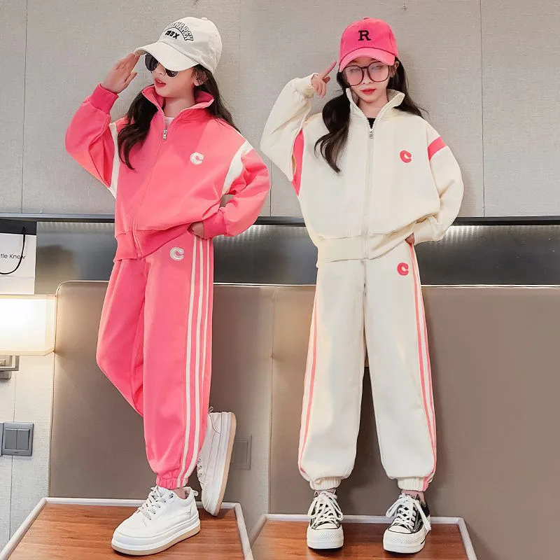 Spring Children's Clothing Sets Teenage Girls Sports Suit 2025 New Korean Kids Clothes Jacket+ Pants Sportswear Two-piece Coat