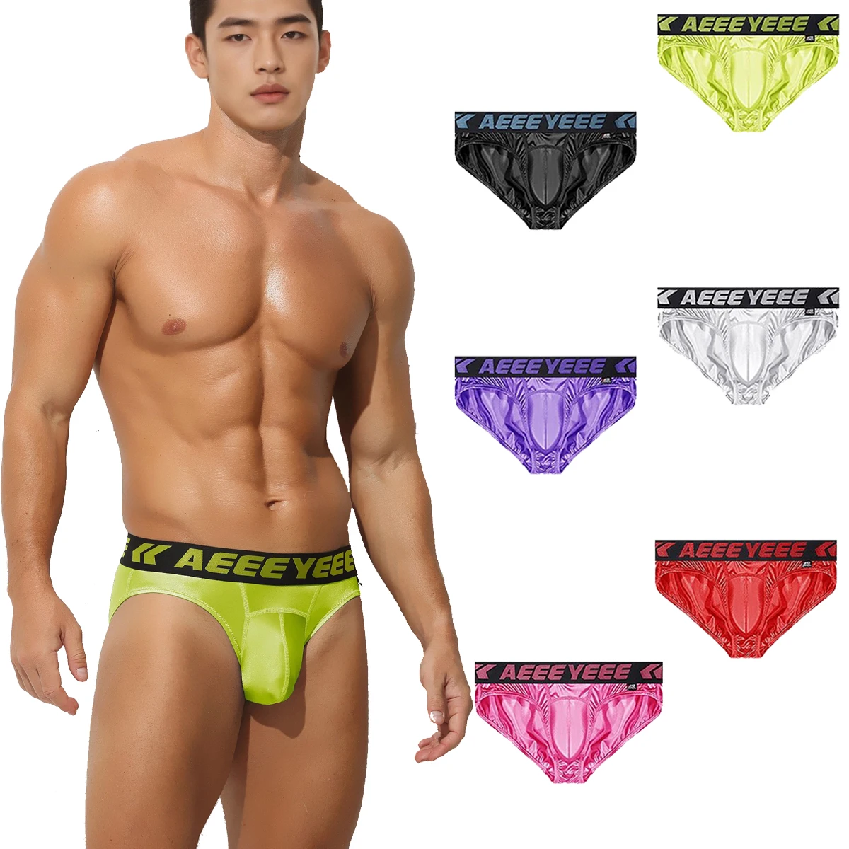 الرجال مثير النفط لامعة سامسونج الساتان مرونة منخفضة الخصر مبهمة ملخصات السراويل تنفس ملابس داخلية مريحة السروال حجم كبير #1