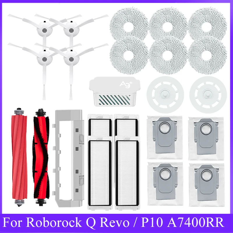 For Roborock Q Revo / P10 A7400RR Robot Vacuums Cleaner Main Side Brush Hepa Filter Mop Cloths Rag Dust Bag Parts Accessories