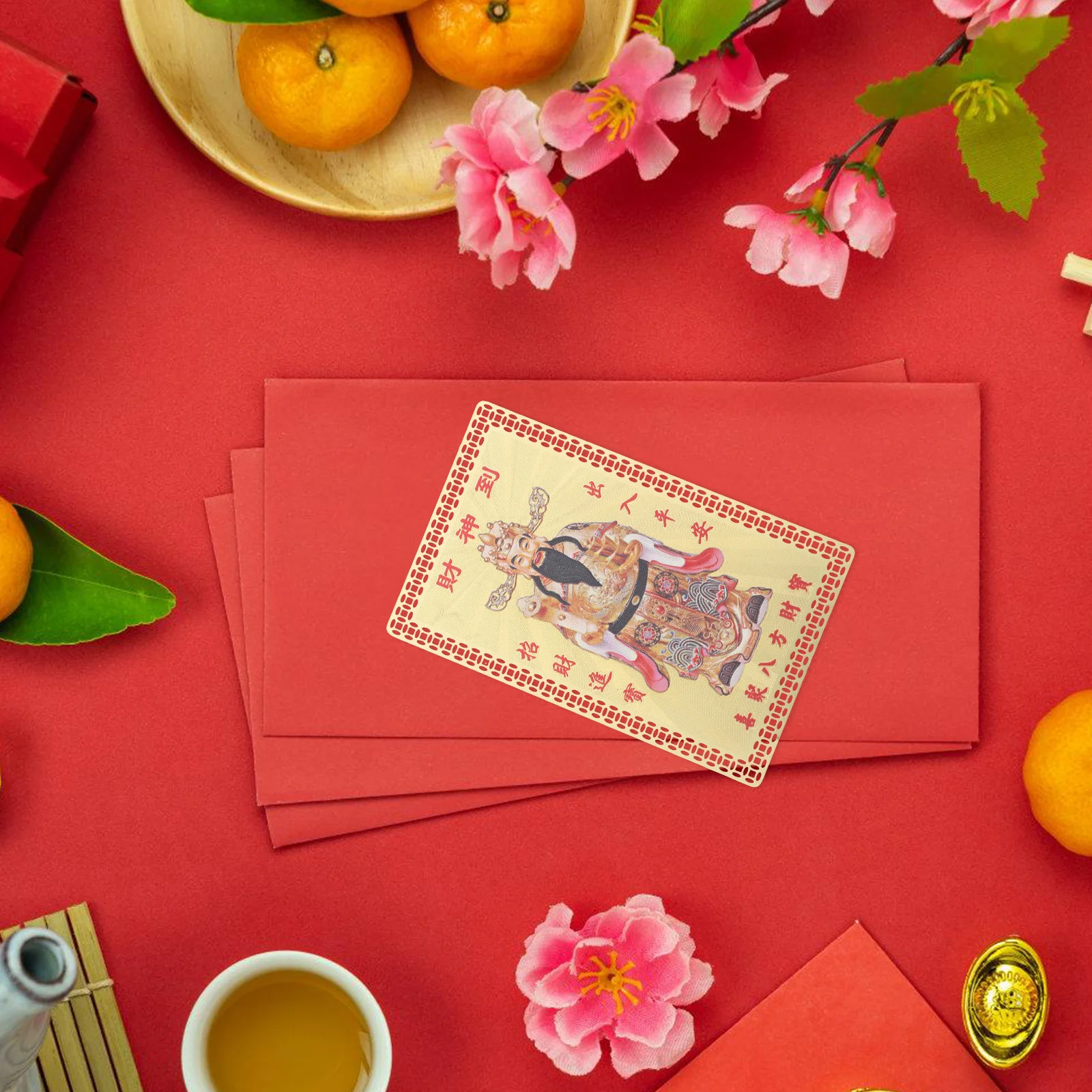 بطاقة تميمة إله الثروة على الطراز الصيني، سحر الحظ المحمول من أجل الازدهار ونجاح الوظيفي، ديكور الحظ