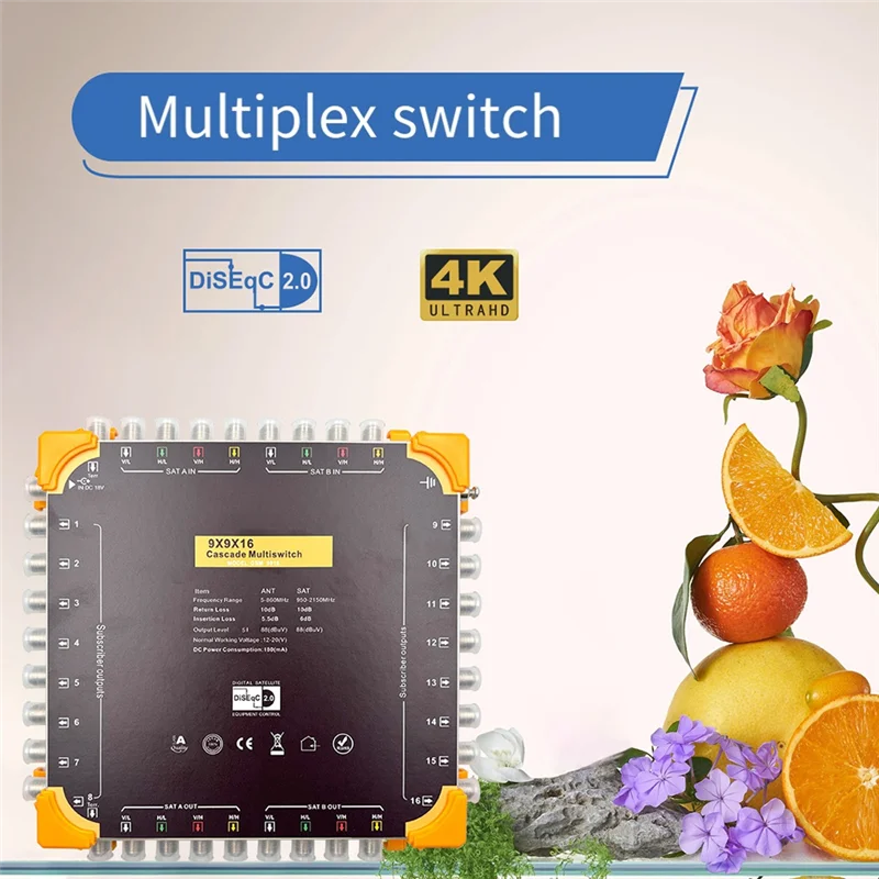 B92B-9-Input 16-Output Satellite Multi-Switch Digital Satellite Receiver Diseqc 2.0 9-Input Cascade Switch 4.0Db 950-2150Mhz