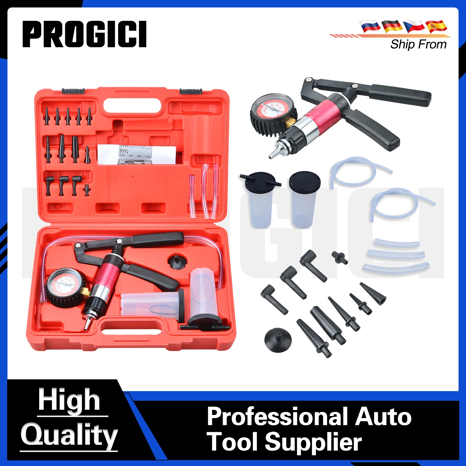 Kit de purge de frein et extracteur de liquide d'embrayage portable pour voiture avec adaptateurs et testeur de maître-cylindre