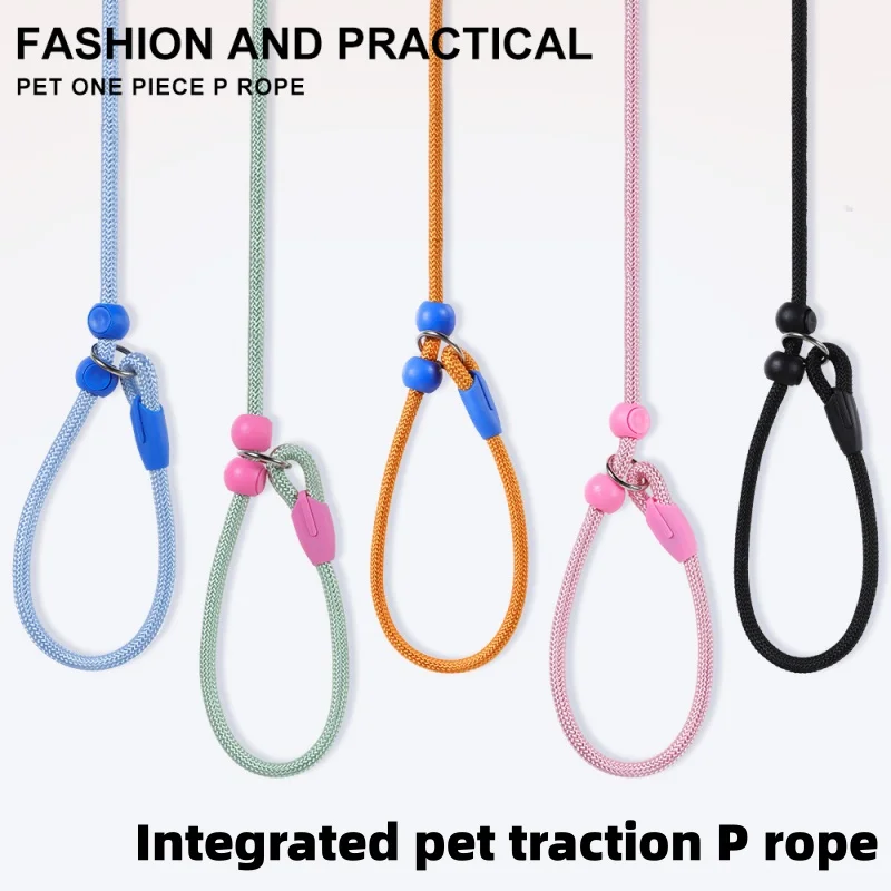 Macaron Color Dog Training Leash 160cm Adjustable Nylon Slip P Chain Lead For Small Medium Dogs Puppy Walking Pet Supplies