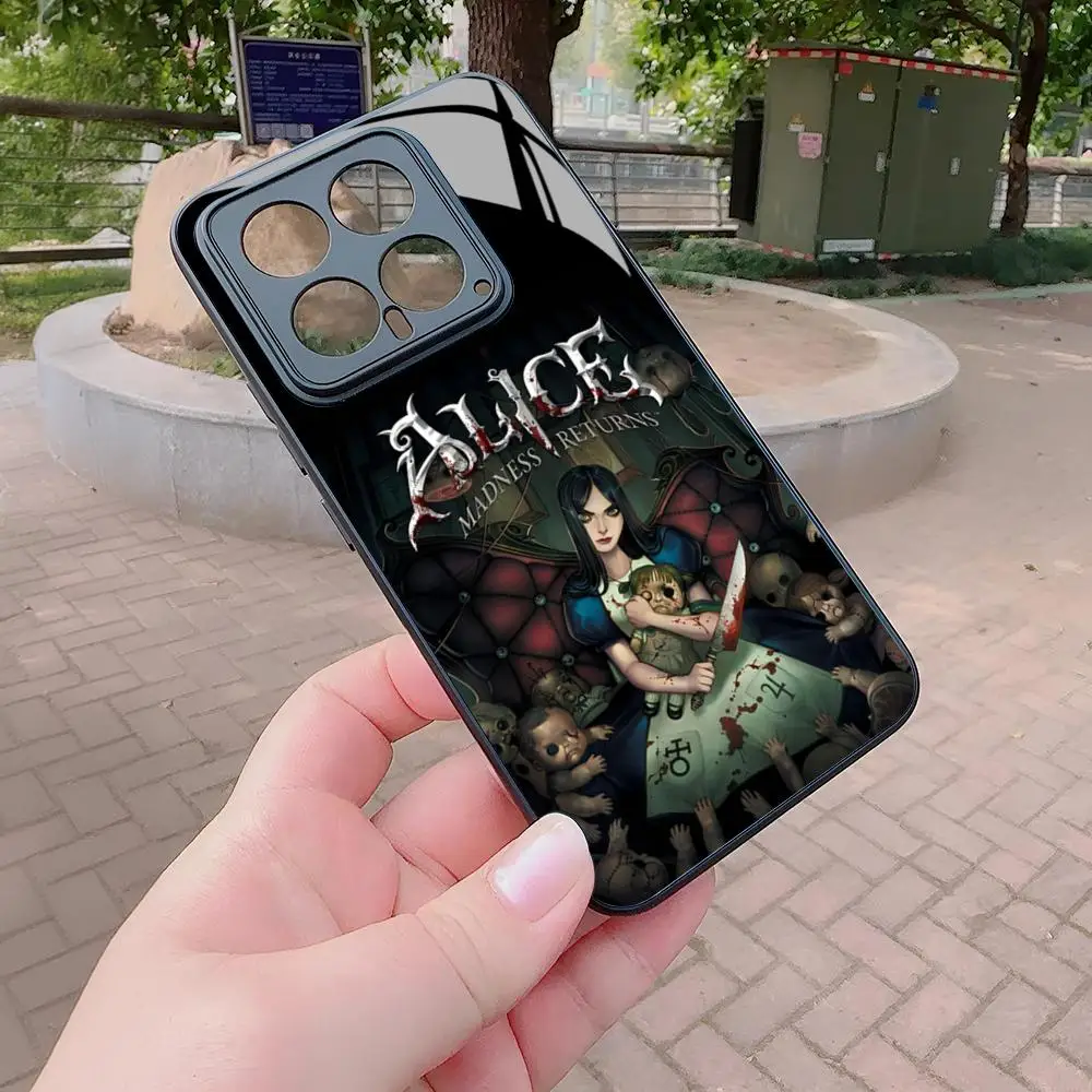 Чехол для телефона Game A-Alice Madness R-Returns для Xiaomi Redmi Note 14 13 12 14c 13c 13x A5 A3 A2 Pro plus стеклянная крышка