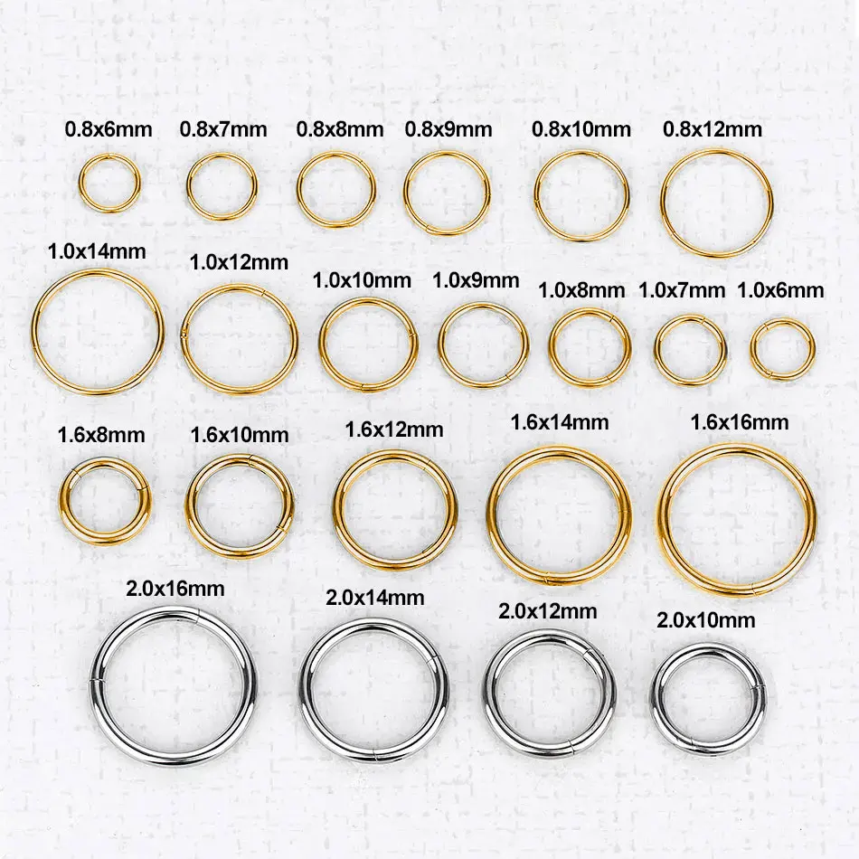 6-16mm Stainless Steel Nose Rings Women Men Hinged Segment Nose Ring Septum Clicker Lip Helix Earring Hoop Body Jewelry 12-20G
