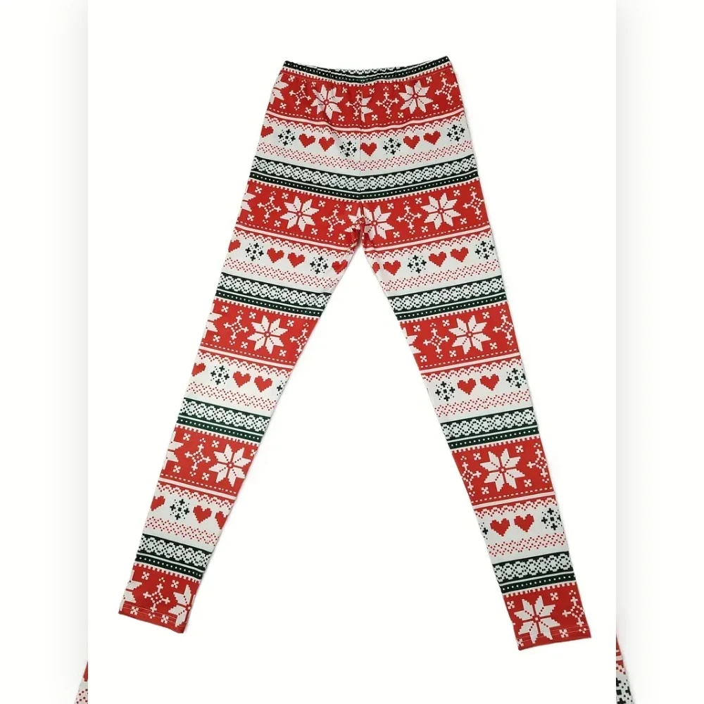 Christmas snowflake print stretch comfortable slim-fit hip lift tights casual leggings for women with a festive vibe